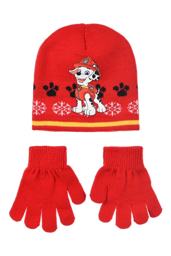 Paw Patrol Marshall rött barnset med mössa och vantar 54 cm