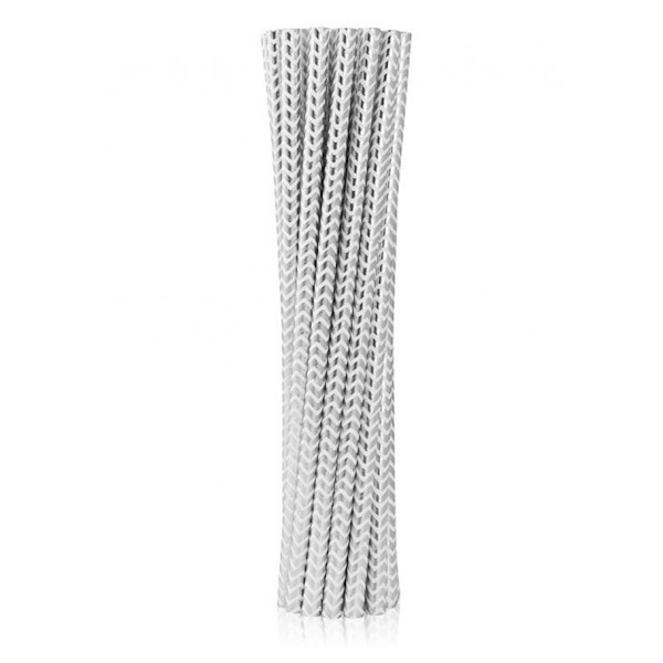 Colour Silver Chevron silver sugrör i papper 12-pack