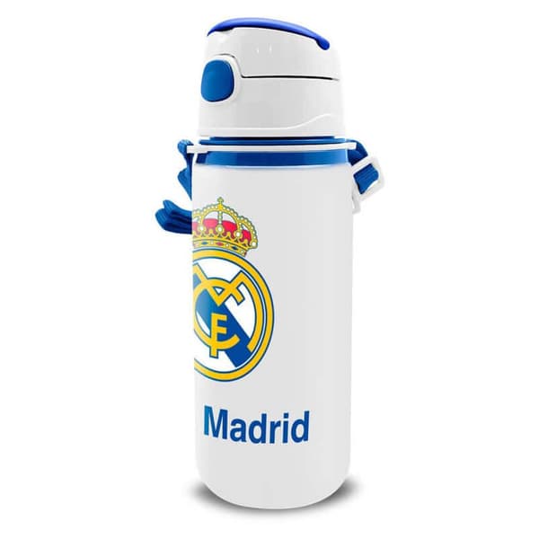 Real Madrid Emblem aluminiumflaska med sugrör och karbinhake 600 ml