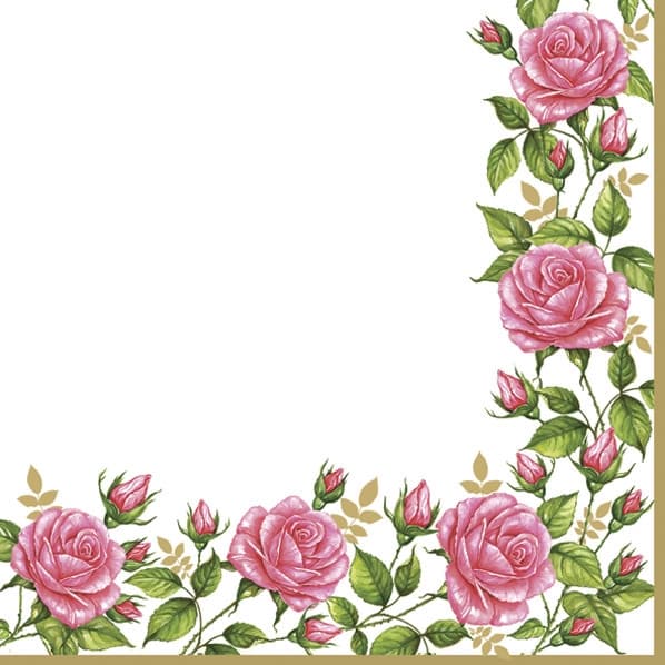 Servett Flower Frame med trädgårdsrosor 20-pack 33x33 cm