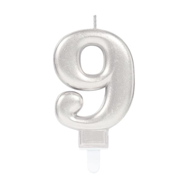 Number Silver, silver siffertårtljus nummer 9