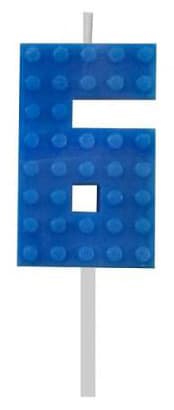 Blocks Blue Blocks Byggblock Siffra 6 Blå Ljus, Siffervaxljus