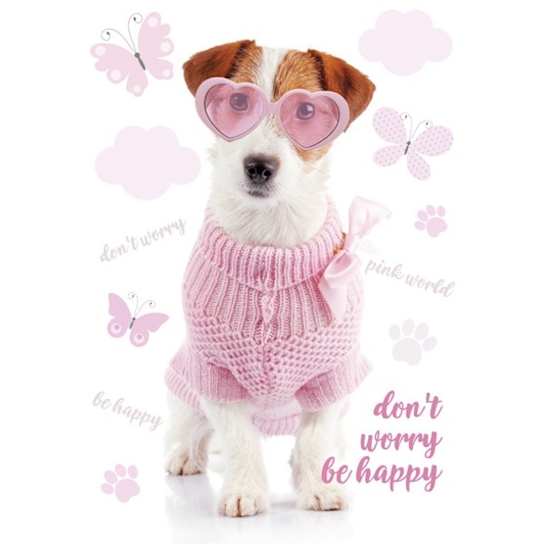 Dog Pink World A4 elastisk mapp