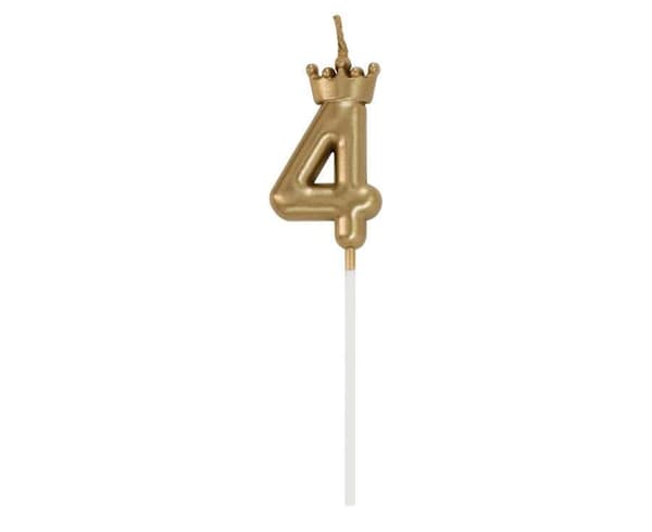 Number Champagne Crown Guld siffertårtljus 6 cm