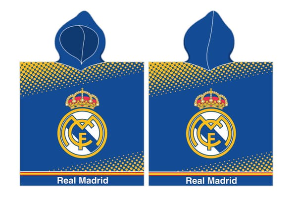 Real Madrid blå strandhandduk poncho 55x110 cm