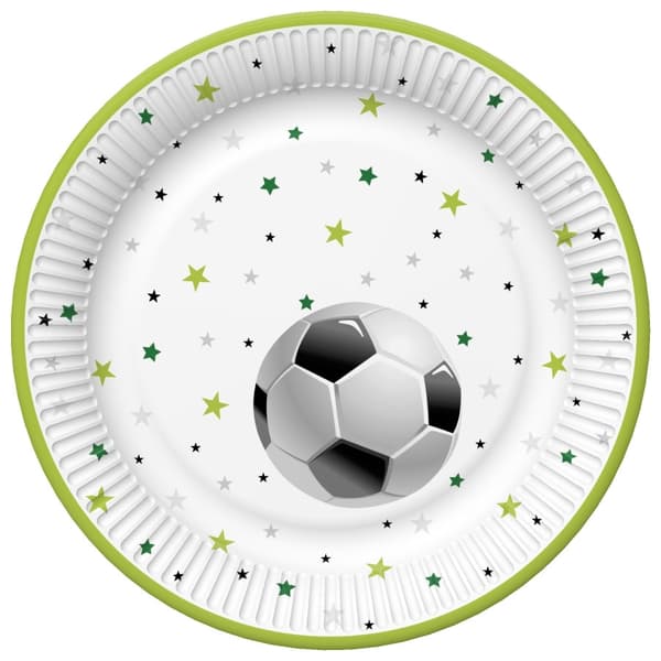 Fotbollspappersassietter 8-pack 22,7 cm