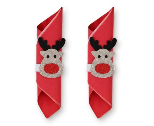 Servettringar med julrenar, 2-pack