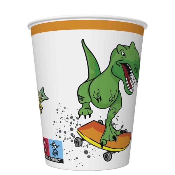 Dinosaurie pappersmuggar 8-pack 250 ml