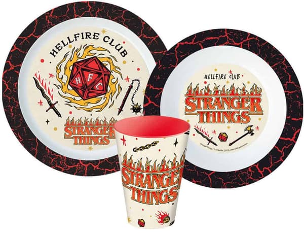 Stranger Things Upside Down middagsset, mikrovågssäkert plastset, kopp 260 ml