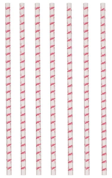 Flamingo rosa sugrör i papper, set om 12