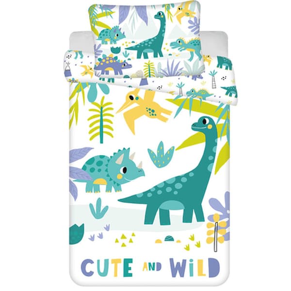 Dinosaur Cute & Wild barnsängkläder 100×135 cm, 40×60 cm