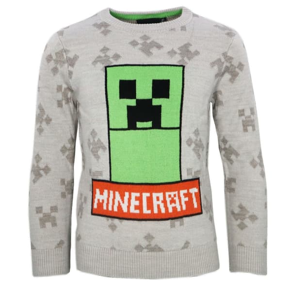 Minecraft grå barntröja i stickat 9 år