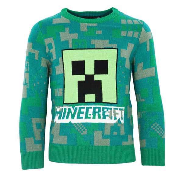 Minecraft grön barnstickad tröja 12 år