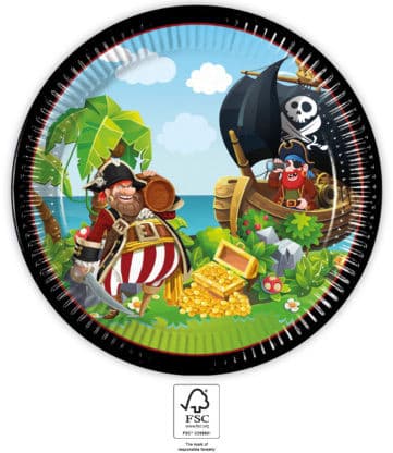Pirate Island papperstallrik 8-pack 23 cm FSC