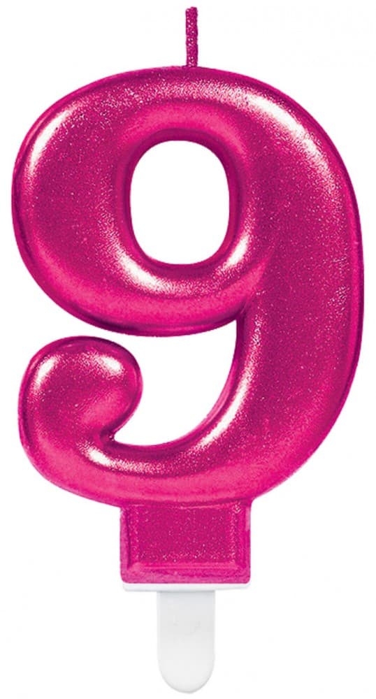 Siffertårtljus nummer 9 i rosa