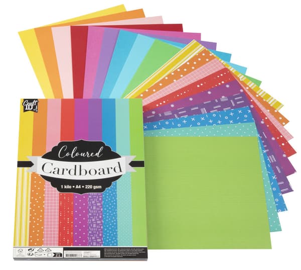 Colour Craft mönstrat kartongpapper A4