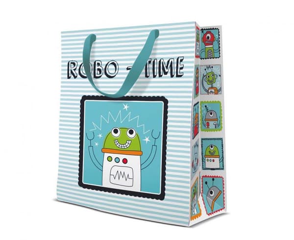 Happy Birthday Robot presentpåse 20x25x10 cm