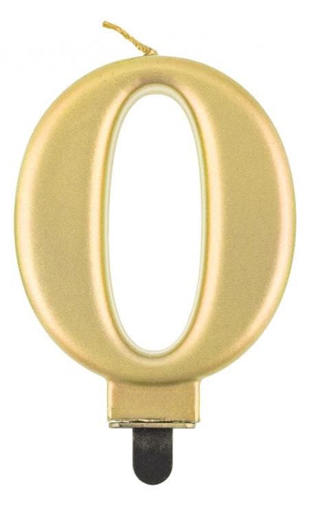 Metallisk guld siffertårtljus 0