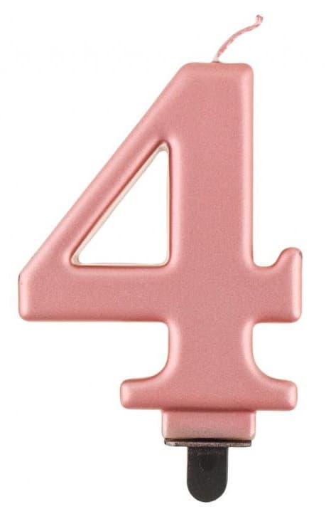 Metallisk roséguld siffertårtljus 4, 8 cm