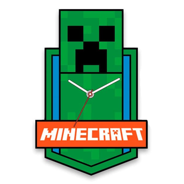 Minecraft XL väggklocka grön 50 cm