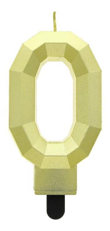 Number Diamond Metallic Gold siffertårtljus 0