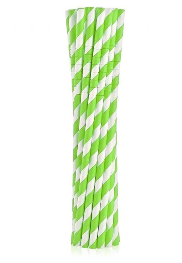 Colour gröna randiga flexibla sugrör av papper 12 st