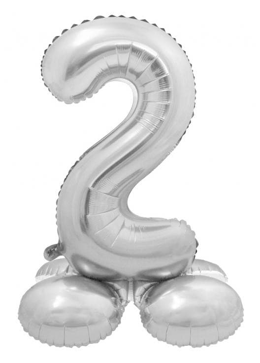 Sifferballong silver nummer 2 med bas 72 cm