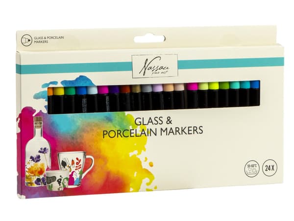 Färgpennor för glas och porslin, 24-pack