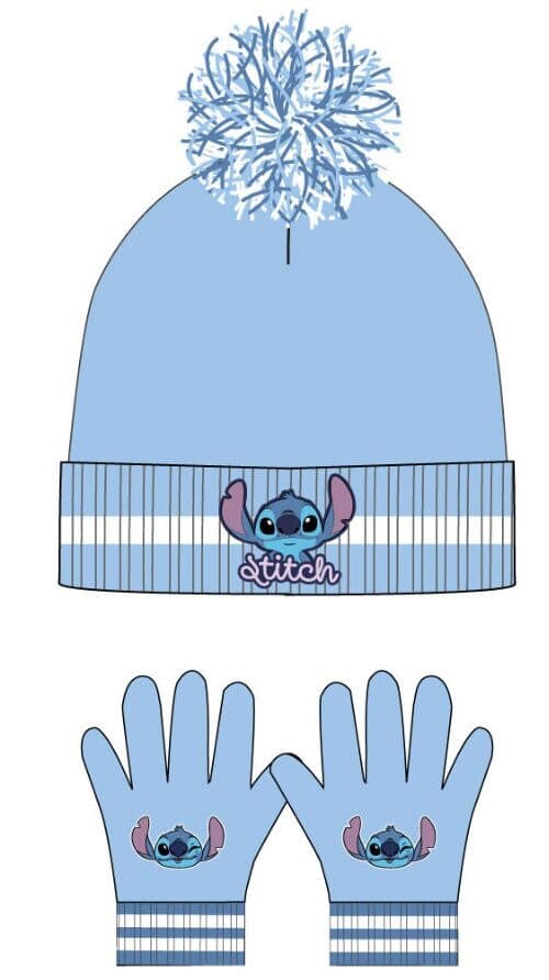 Disney Lilo and Stitch blå barnmössa och vantar set