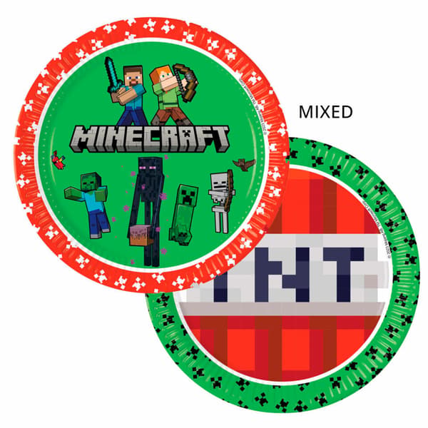 Minecraft gröna papperstallrikar 8-pack 23 cm FSC