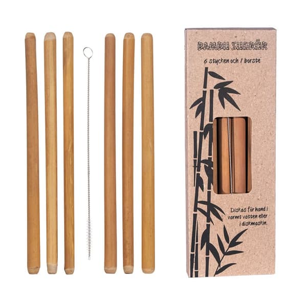 Bambu sugrör, 6-pack