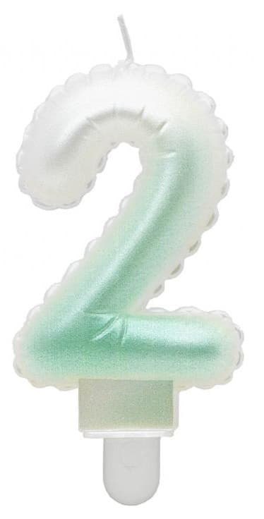 Number Ombre vit-grön siffertårtljus 2