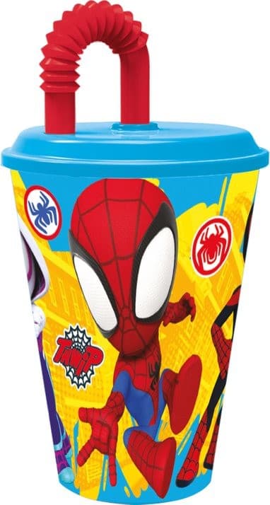 Spiderman Spidey mugg med sugrör, 430 ml