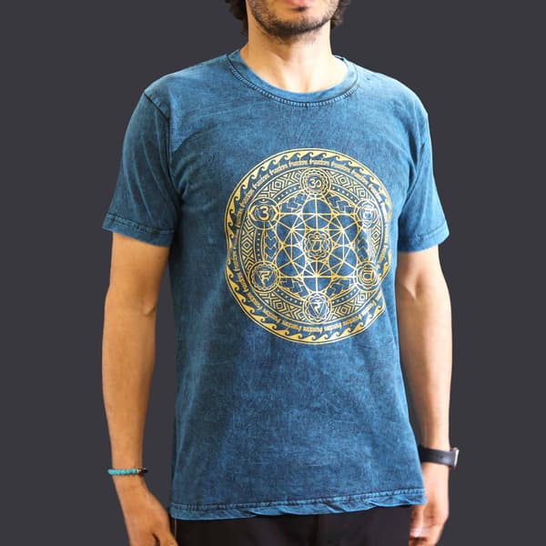Stentvättad T-shirt - Chakra - Blå M