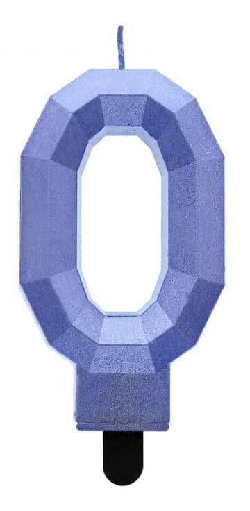Number Diamond Metallic Blue siffertårtljus 0
