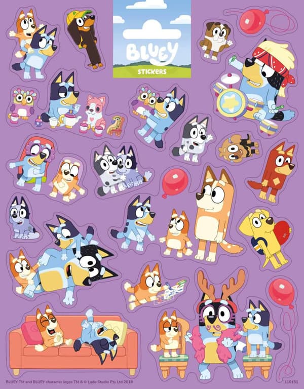 Bluey klistermärkesset Play 20x16 cm