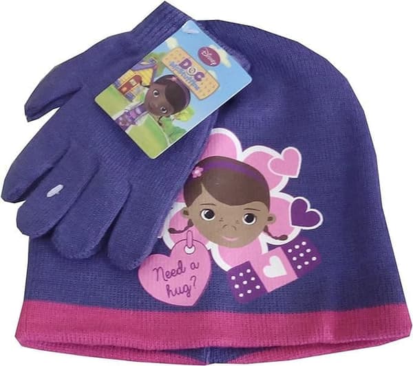 Doc McStuffins Hug Lila Disney Dr. Mjuk Barnmössa och Handskset 52 cm