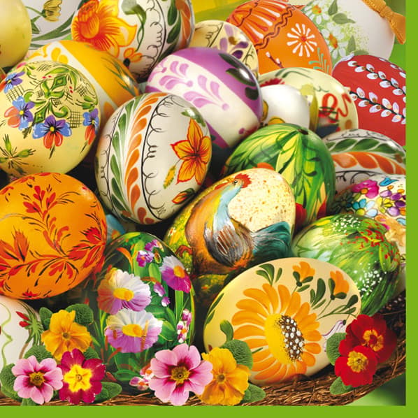 Easter servetter med målade ägg 20-pack 33x33 cm