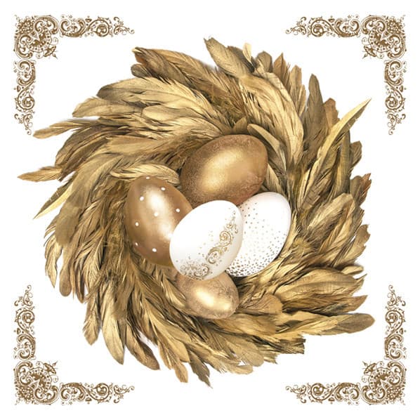 Påskservetter Golden Eggs in Nest 20-pack 33x33 cm