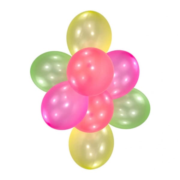 Färgglatt neonballongset, 8 st 27,5 cm