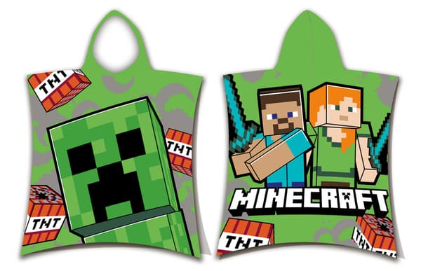 Minecraft Poncho Handduk 50x115 cm – Grön
