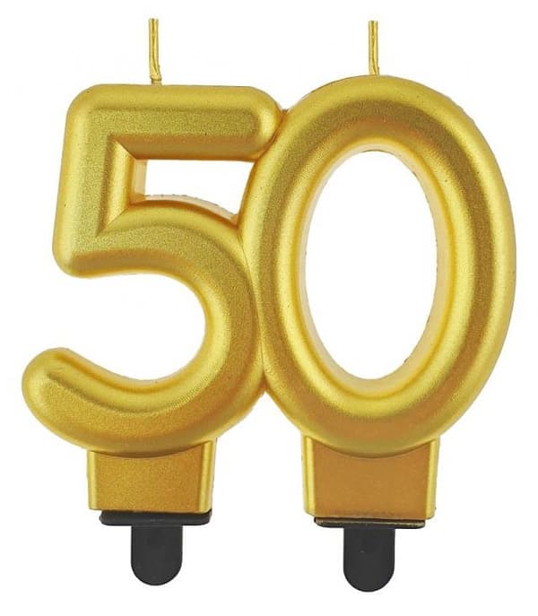 Födelsedagsljus siffra 50 i guld