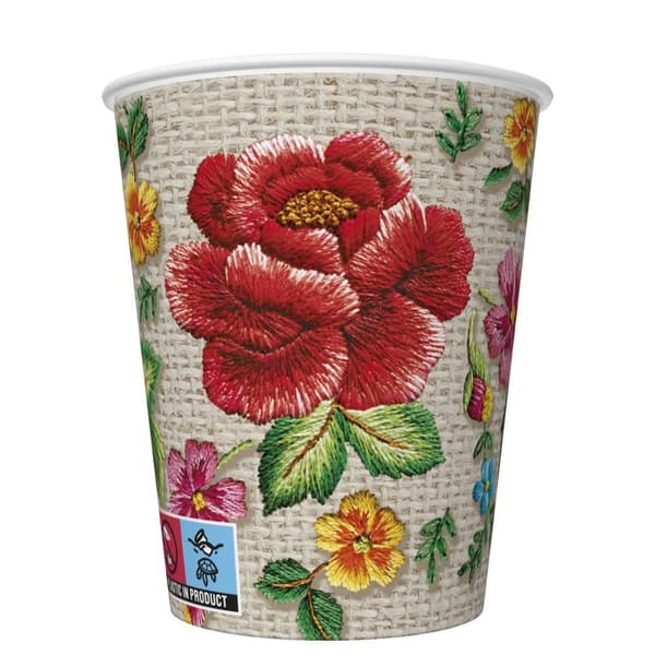 Rose Broderad Pappersmugg 8-pack 250 ml