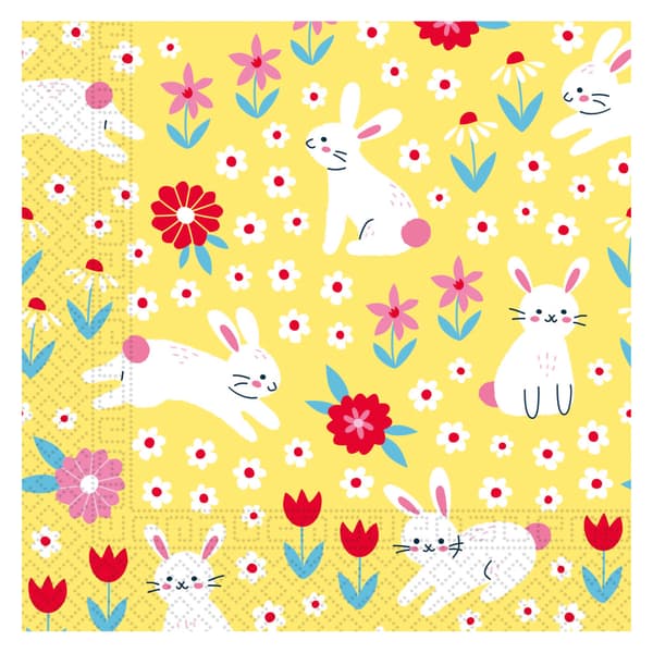 Påskhare i gul servett, 20-pack 33x33 cm