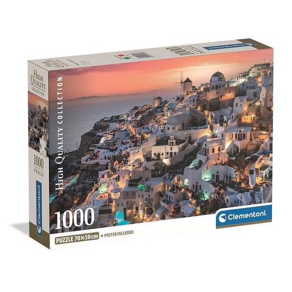 Cities Santorini Grekland 1000 bitars kompakt pussel Clementoni