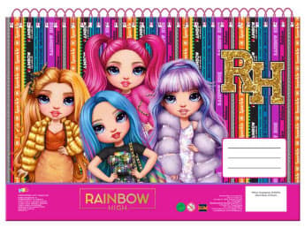 Rainbow High skissbok A4 med spiral, 30 blad