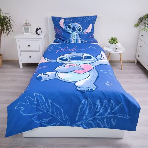 Disney Lilo & Stitch Aloha blå påslakanset / bäddset, 140×200 cm, 70×90 cm, bomull