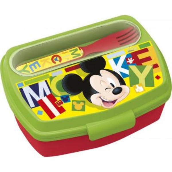 Matlåda Lunchbox Disney Musse Pigg med bestick Green