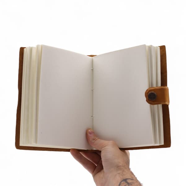Leather Embossed Notebooks (7x5") - Ljust Blommönster - 200 Sidor