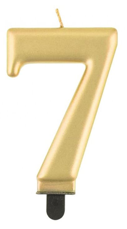 Number metallisk guld siffertårtljus 7